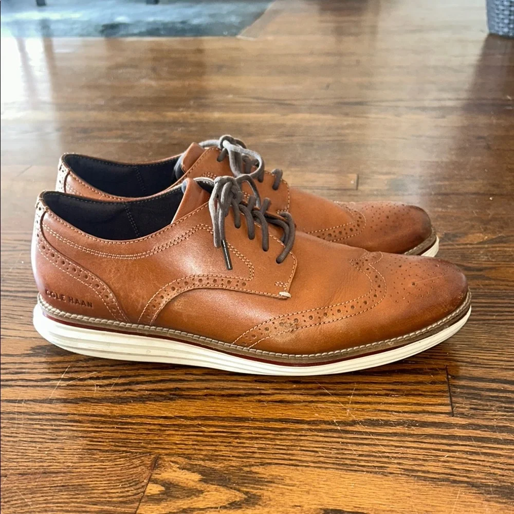 Cole Haan Men's Tan Leather Wingtip Oxfords
